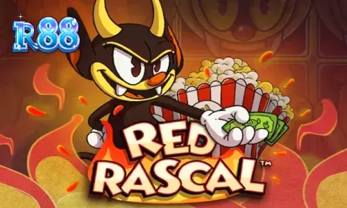 Tampilan visual slot Red Rascal dengan latar belakang taman bermain yang penuh warna