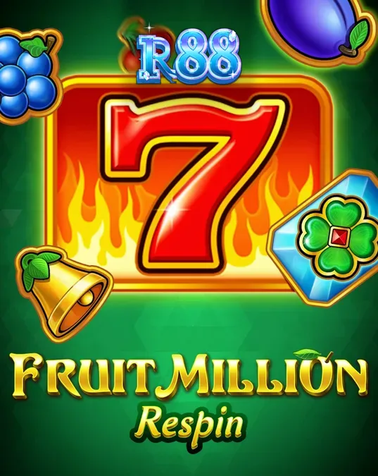 Tampilan visual slot Fruit Million Respin dengan simbol buah neon